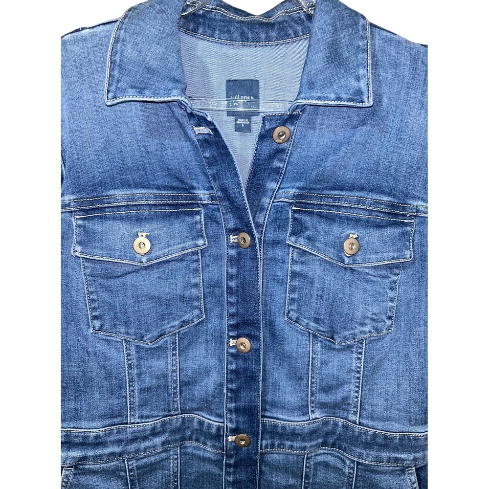 J.Jill Denim Duster Jean Dress Long Sleeve Medium Wash Blue Womens Small - Picture 3 of 8